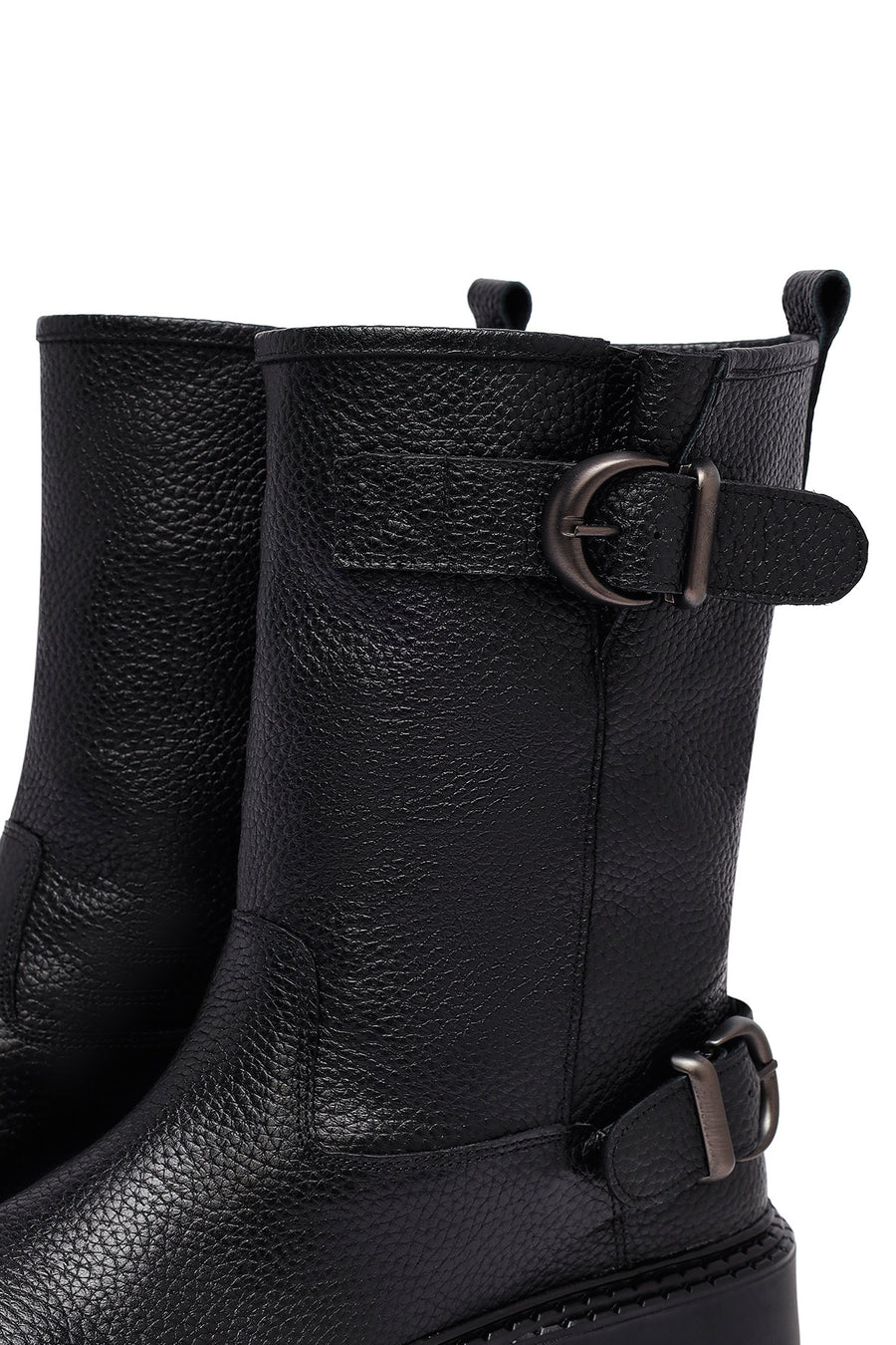 Woman Siyah Leather Biker Bot