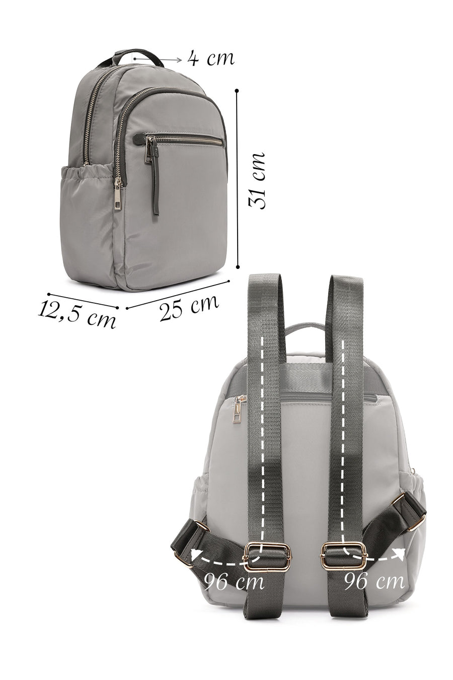 Women's Gray Fabric Backpack