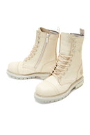 Women's Beige Harley-Davidson Colmar Zippered Leather Boots | Derimod