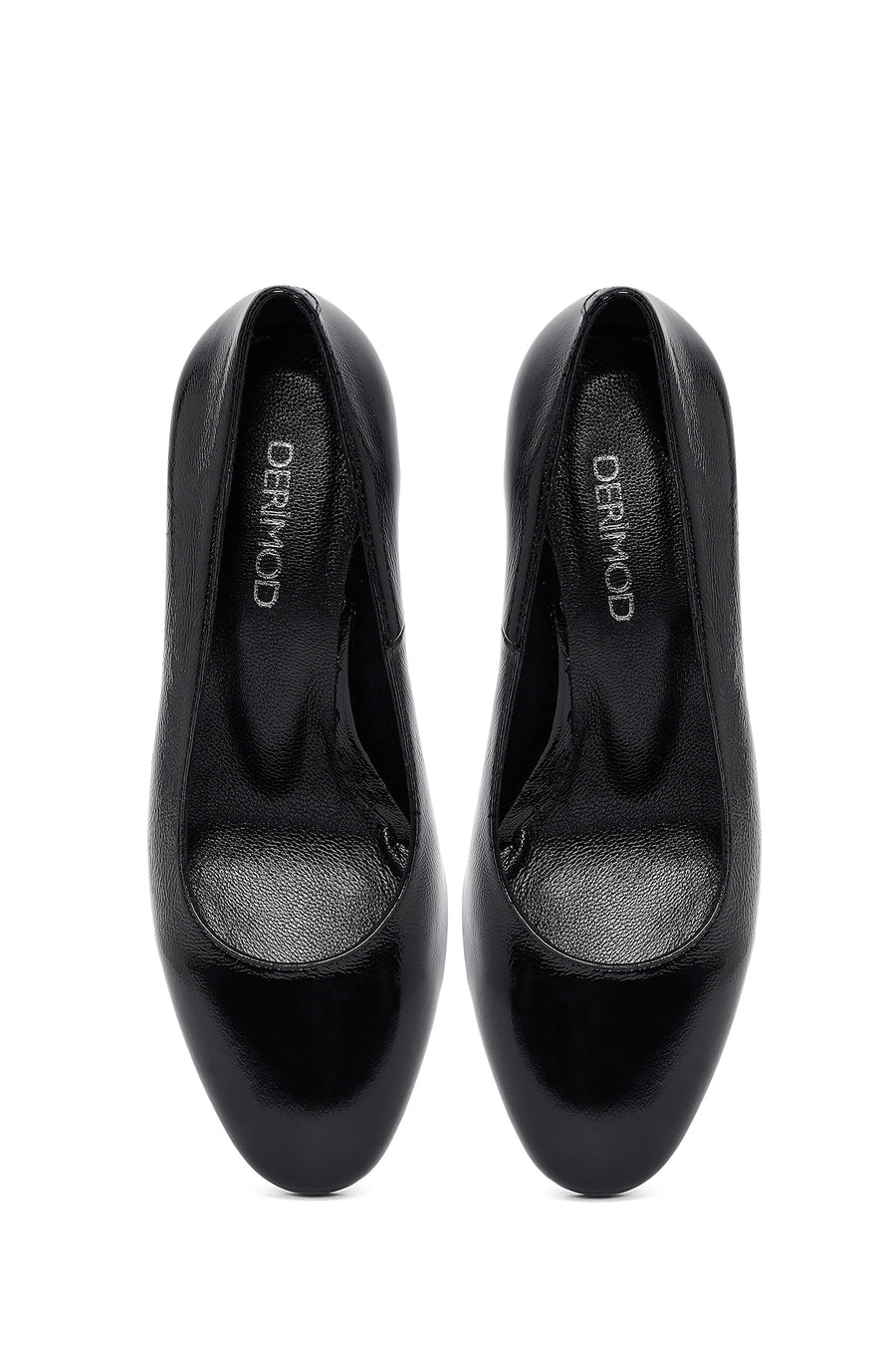 Woman Black Thick-heeled Leather Shoes