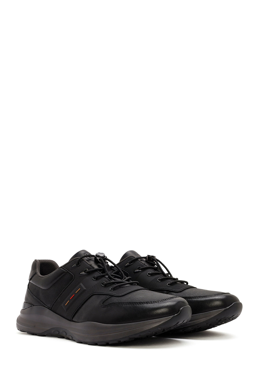 Men's Black Lace-up Leather Sneaker