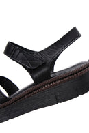 Women's Black Ankle Strap Leather Comfort Sandals | Derimod