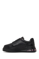 Men's Black Lace-Up Thick-Soled Leather Sneaker | Derimod
