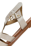 Women's Beige Ankle Strap Leather Bodrum Sandals | Derimod