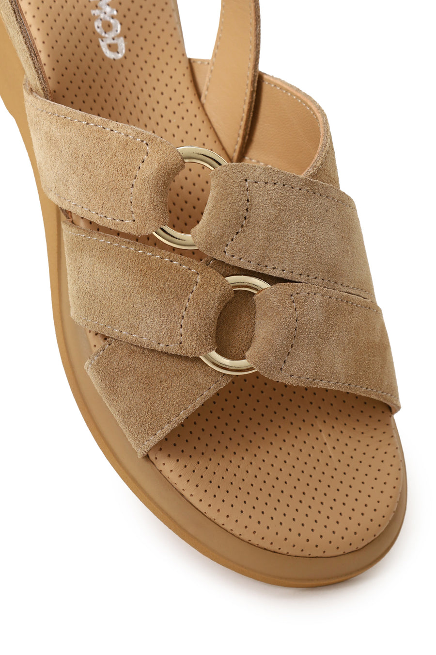 Woman Beige Buckled Suede Sandal