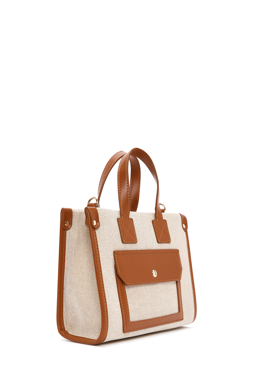 Women's Tan Long Strap Fabric Handbag