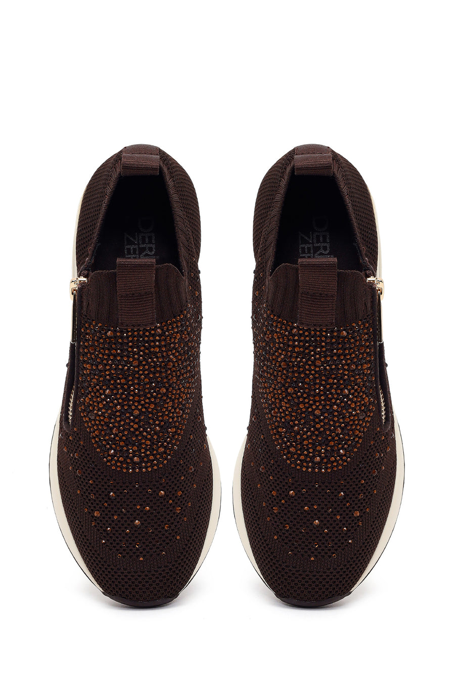 Derimod Zero Women's Brown Zippered Platform Fabric Sneaker