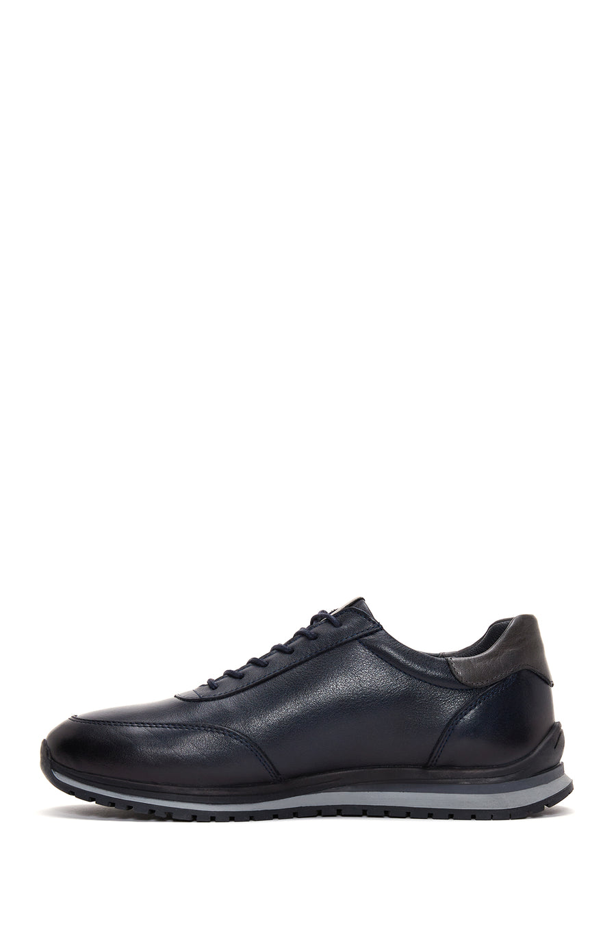 Men's Navy Blue Lace-Up Leather Sneaker