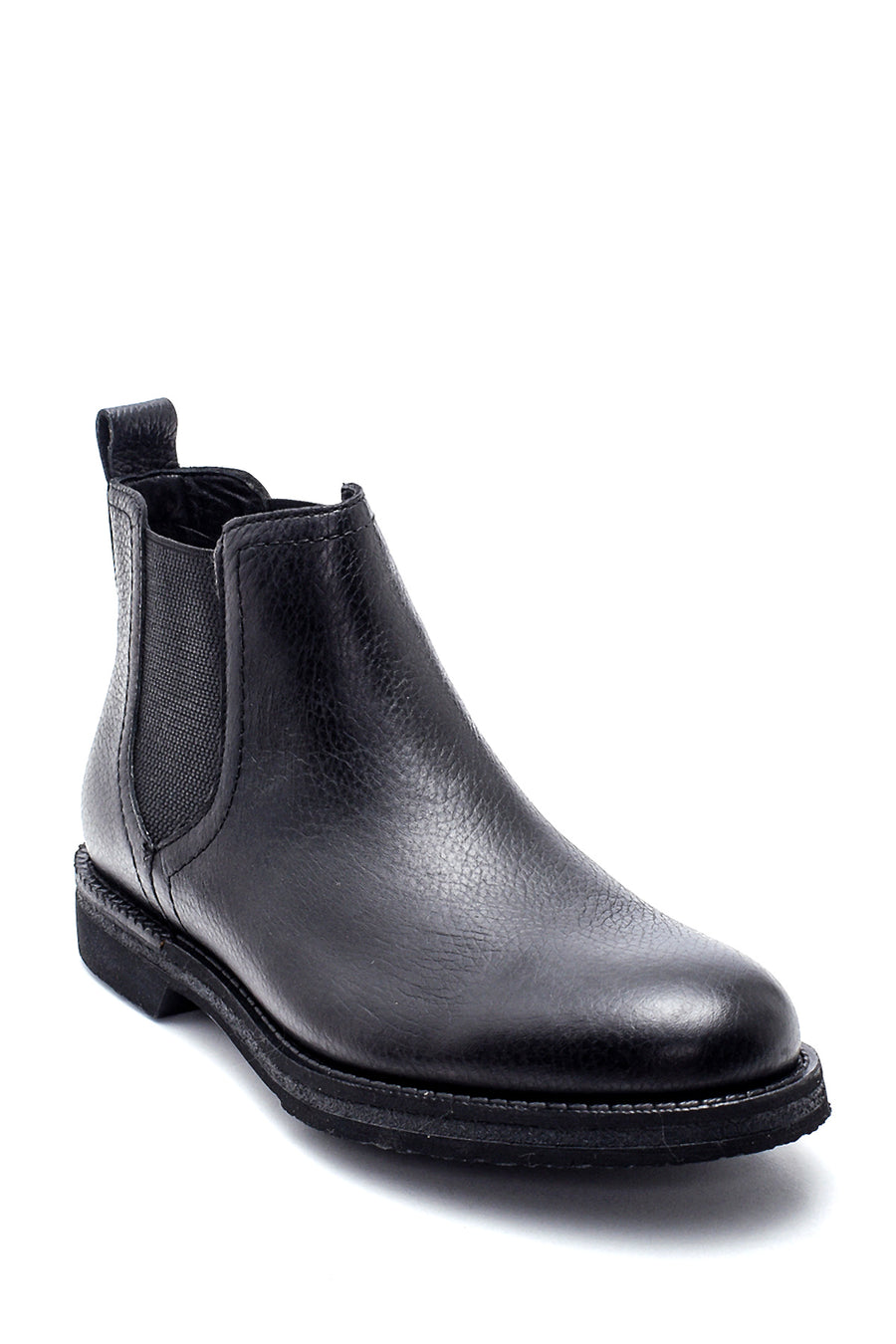 Men's Black Leather Chelsea Flat Boots