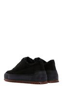 Men's Black Thick Sole Nubuck Leather Casual Sneaker | Derimod