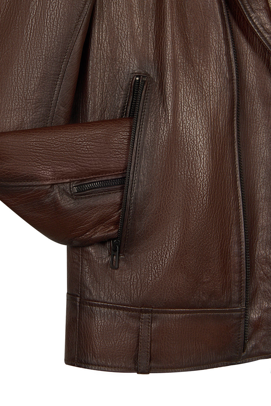 Carter Male Brown Double-breasted Collar Leather Jacket