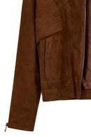 Juliana Woman Brown Short Oversize Suede Jacket | Derimod