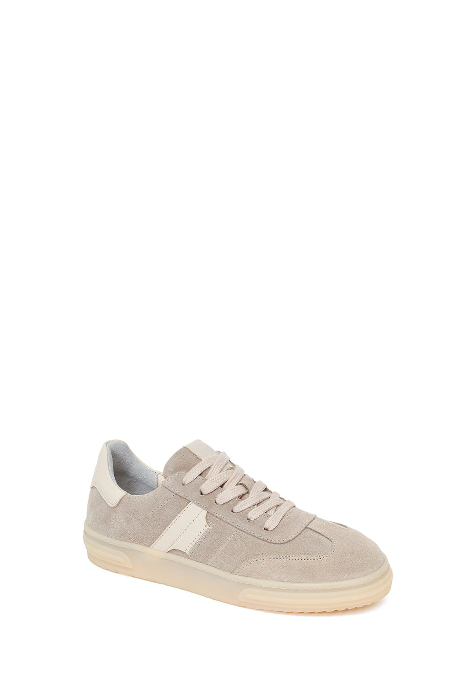 Woman Beige Lace-Up Suede Leather Sneakers