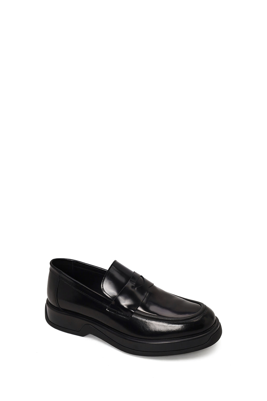 Erkek Siyah Kalın Tabanlı Deri Casual Loafer