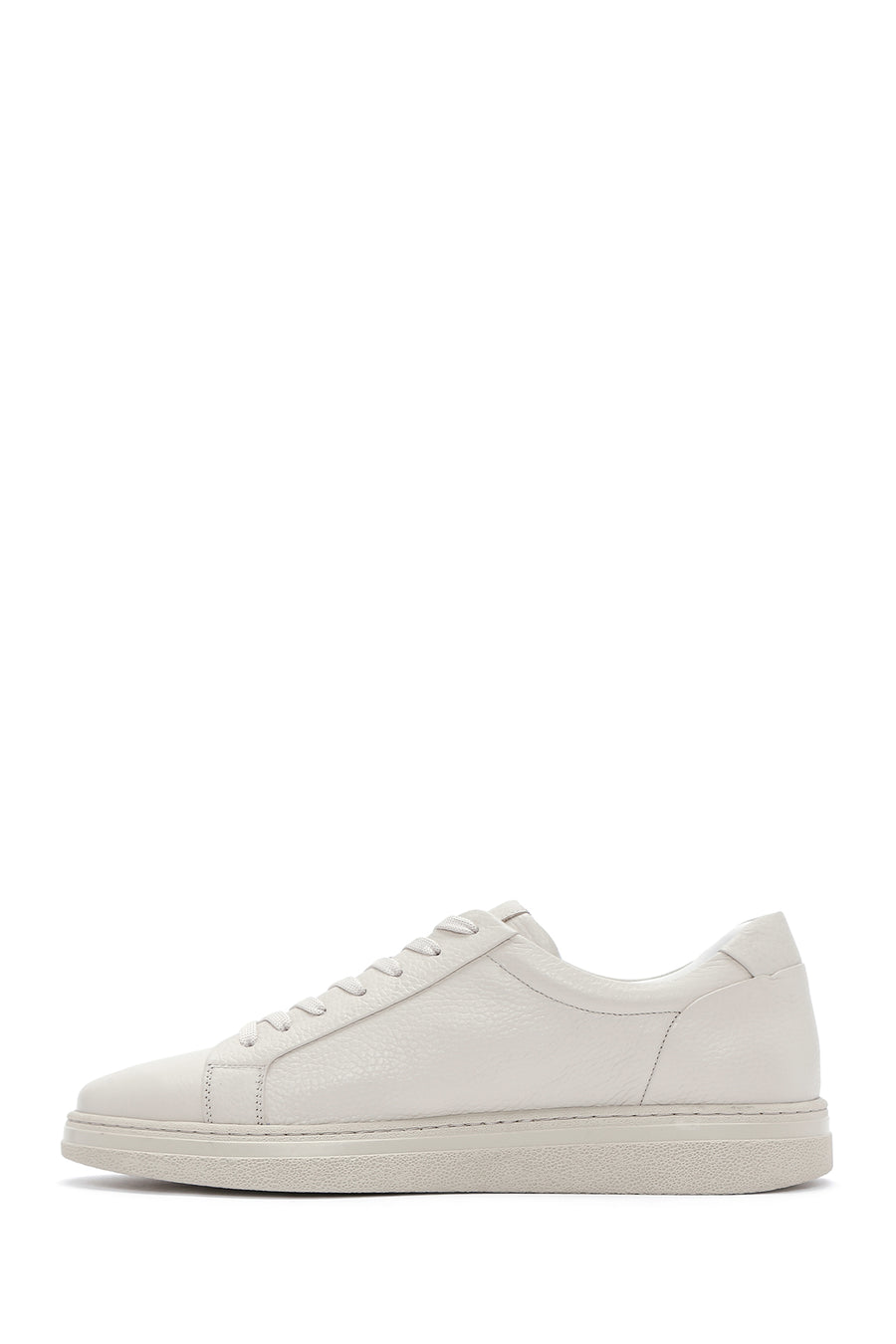 Men's Ecru Lace-Up Leather Sneaker