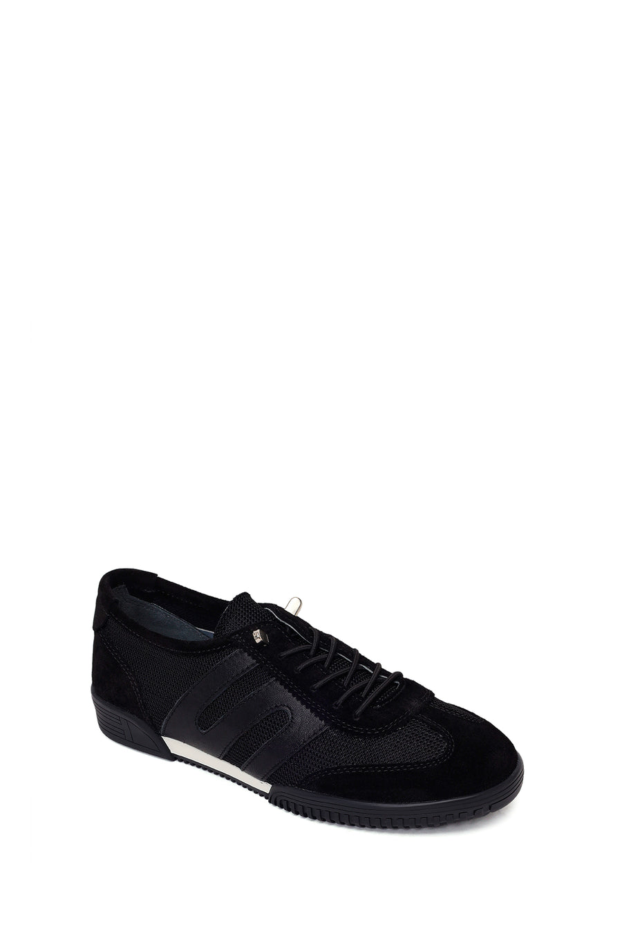 Kadın Siyah Bağcıklı Deri Sneaker