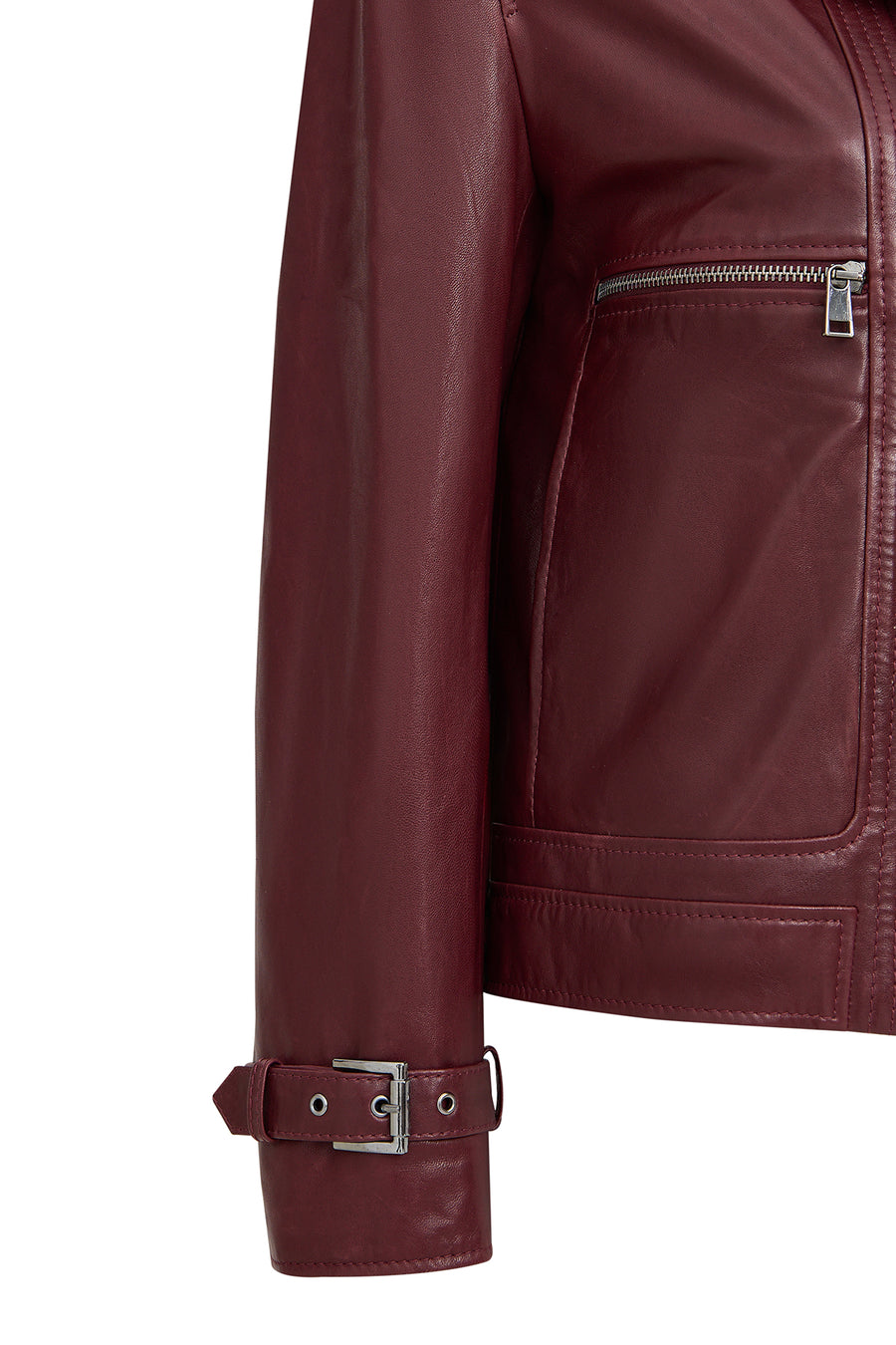 Paloma Women's Burgundy Short Oversize Biker Leather Jacket