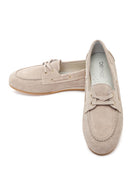 Women's Beige Lace-up Suede Leather Shoes | Derimod