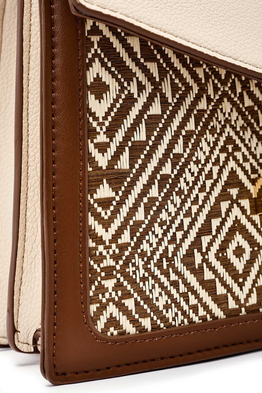 Women's Beige Long Strap Patterned Handbag