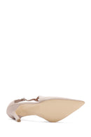 Women's Beige Leather Thin Heeled Shoes | Derimod