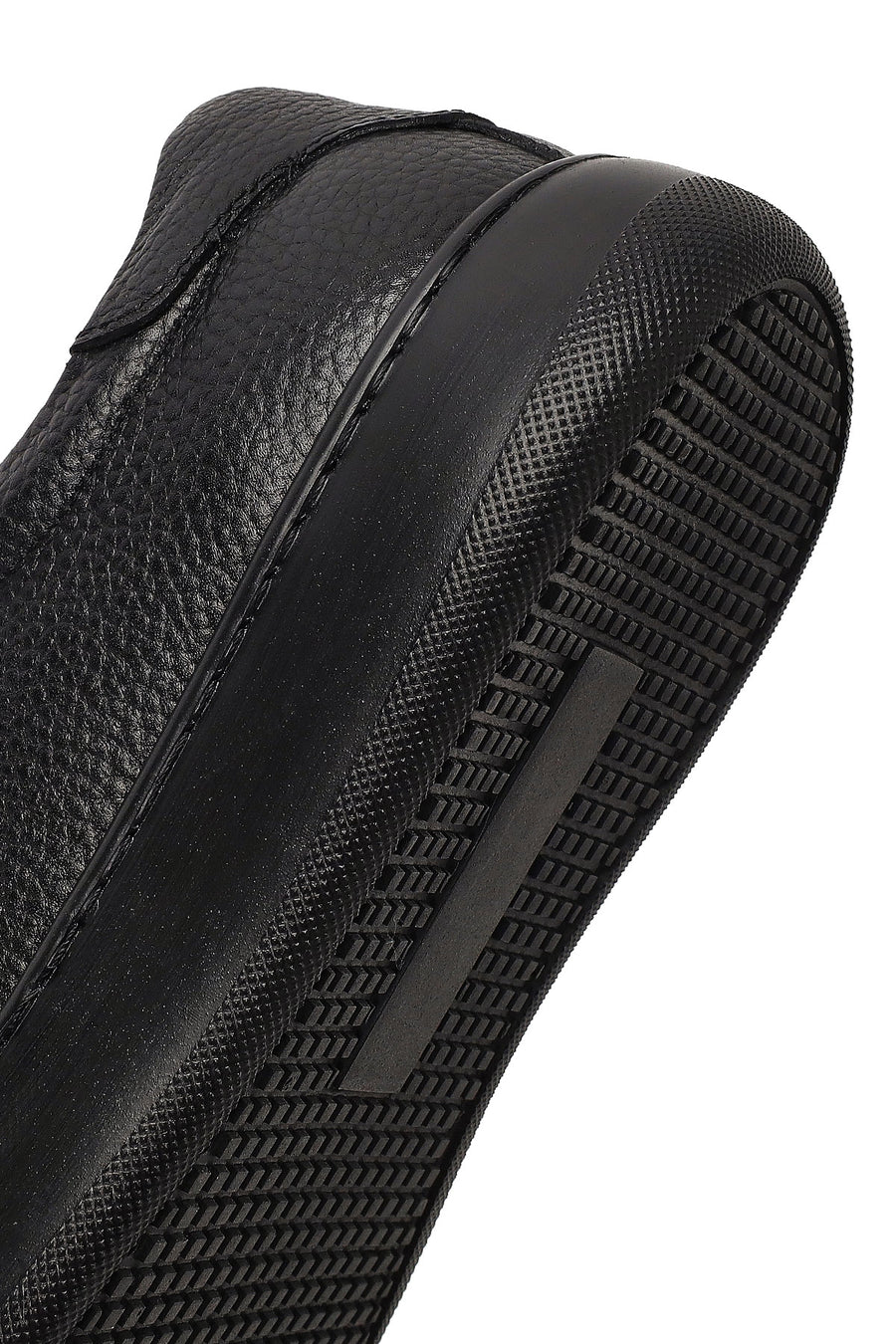 Men's Black Lace-Up Thick-Soled Leather Sneaker