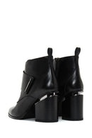 Women's Black Leather Heeled Boots | Derimod