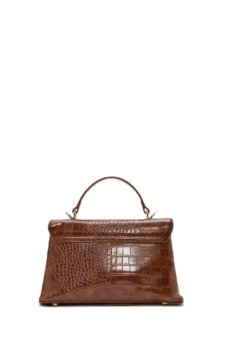 Women's Brown Long Strap Crocodile Patterned Handbag