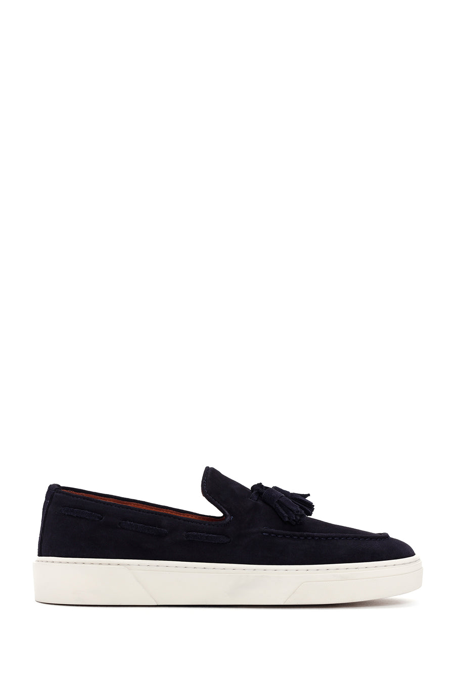 Men's Navy Blue Tasseled Chunky Sole Suede Leather Loafers 26SFD631310 | Derimod