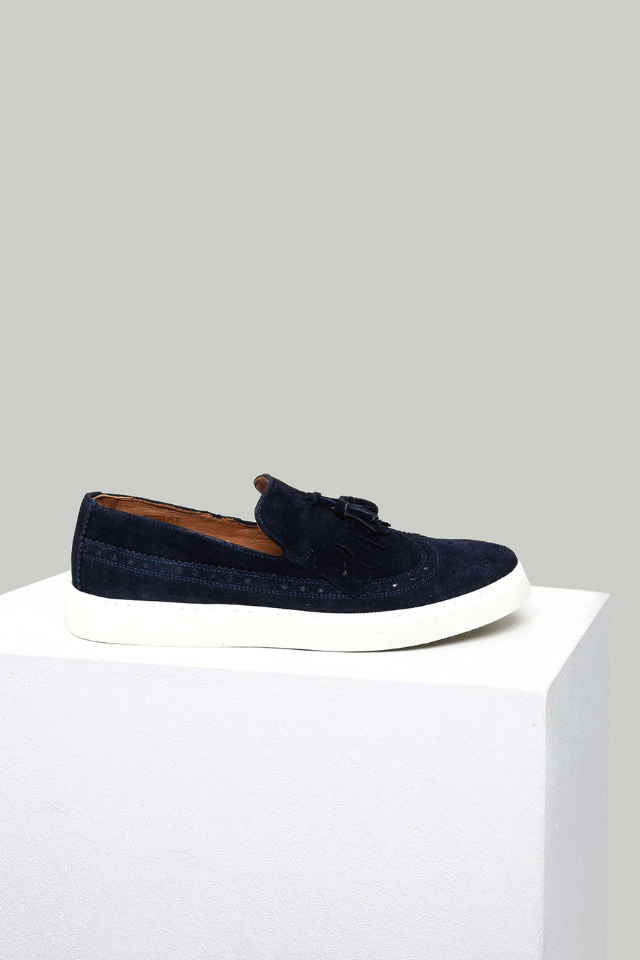 Navy Blue Suede Men's Leather Loafer