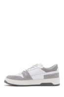 Men's White Suede Detailed Leather Sneaker | Derimod