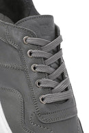 Men's Grey Lace-Up Leather Sneakers | Derimod