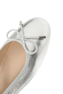 Women's Silver Metallic Leather Ballerinas | Derimod