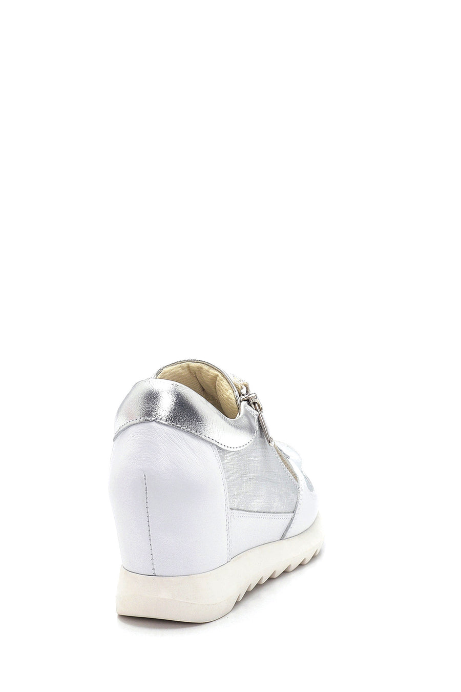 Kadın Gümüş Deri Dolgu Topuk Sneaker