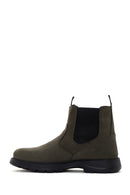 Men's Khaki Nubuck Leather Casual Chelsea Boots | Derimod