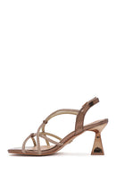 Kadın Bronz Taşlı İnce Topuklu Sandalet | Derimod