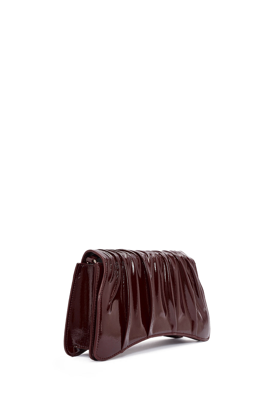 Woman Burgundy Chain Strap Patent Leather Evening Shoulder Bag
