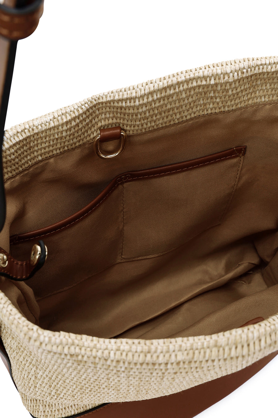 Women's Beige Straw Shoulder Bag