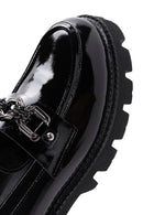 Women's Leather Patent Leather Masculine Loafer | Derimod