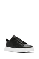 Men's Black Lace-up Thick-Sole Leather Sneaker | Derimod