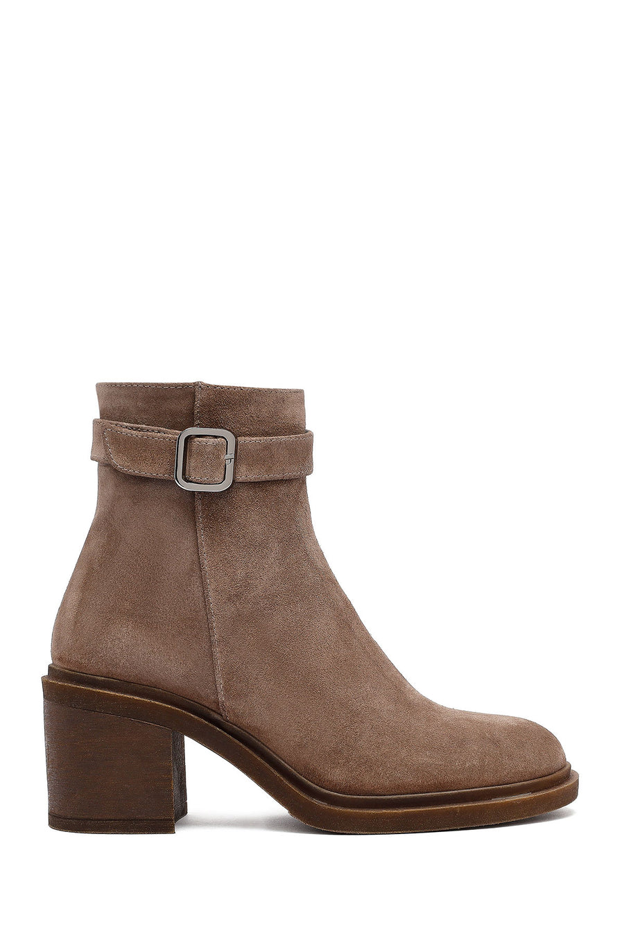 Kadın Vizon Fermuarlı Kalın Topuklu Süet Deri Bot 25WFD153310 | Derimod