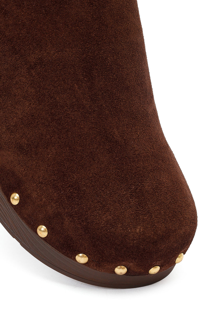 Women's Brown Platform Suede Leather Slippers
