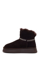 Woman Brown Thick-Soled Suede Teddy Boots | Derimod