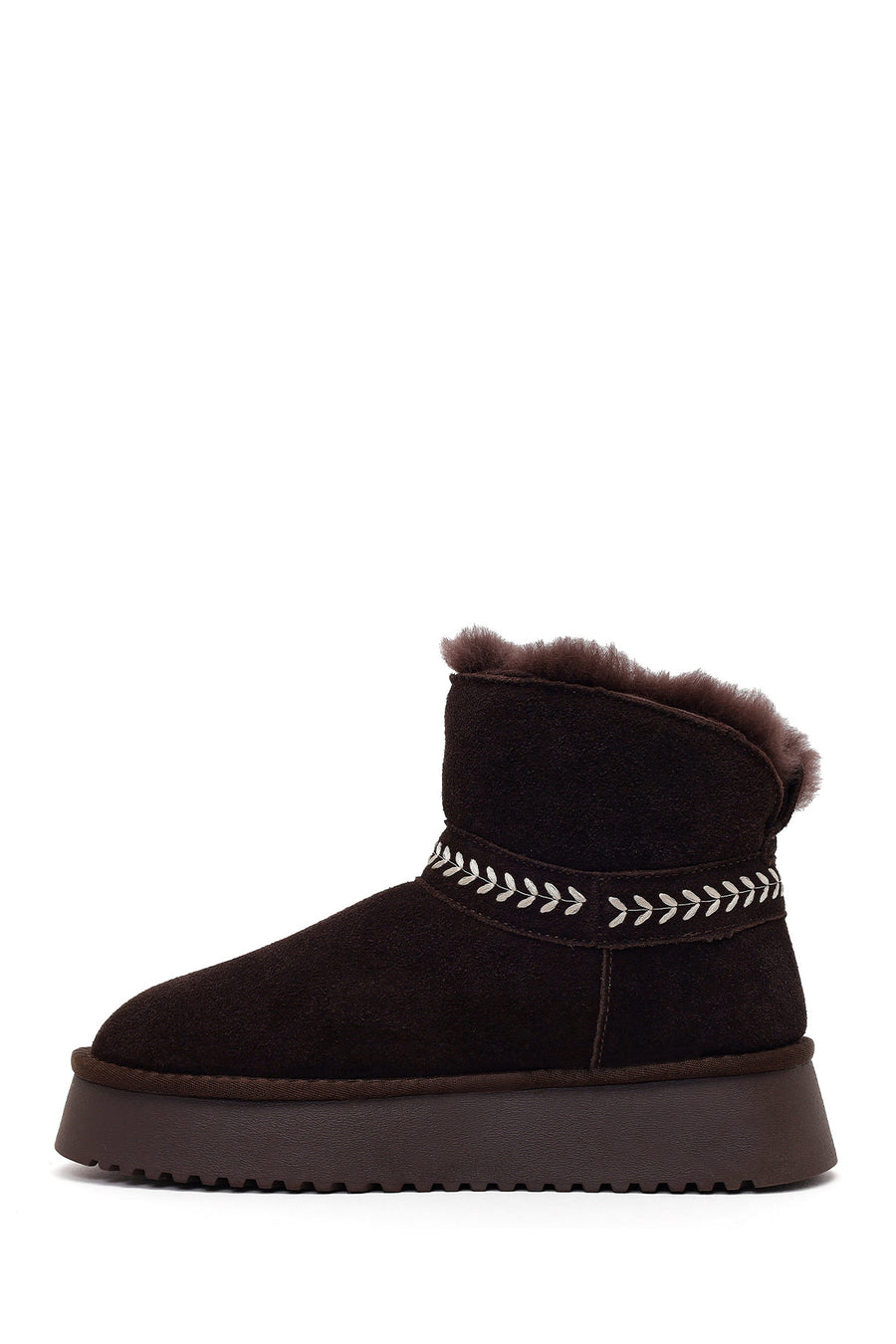 Woman Brown Thick-Soled Suede Teddy Boots