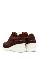 Woman Brown Lace-Up Wedge Suede Leather Sneaker | Derimod
