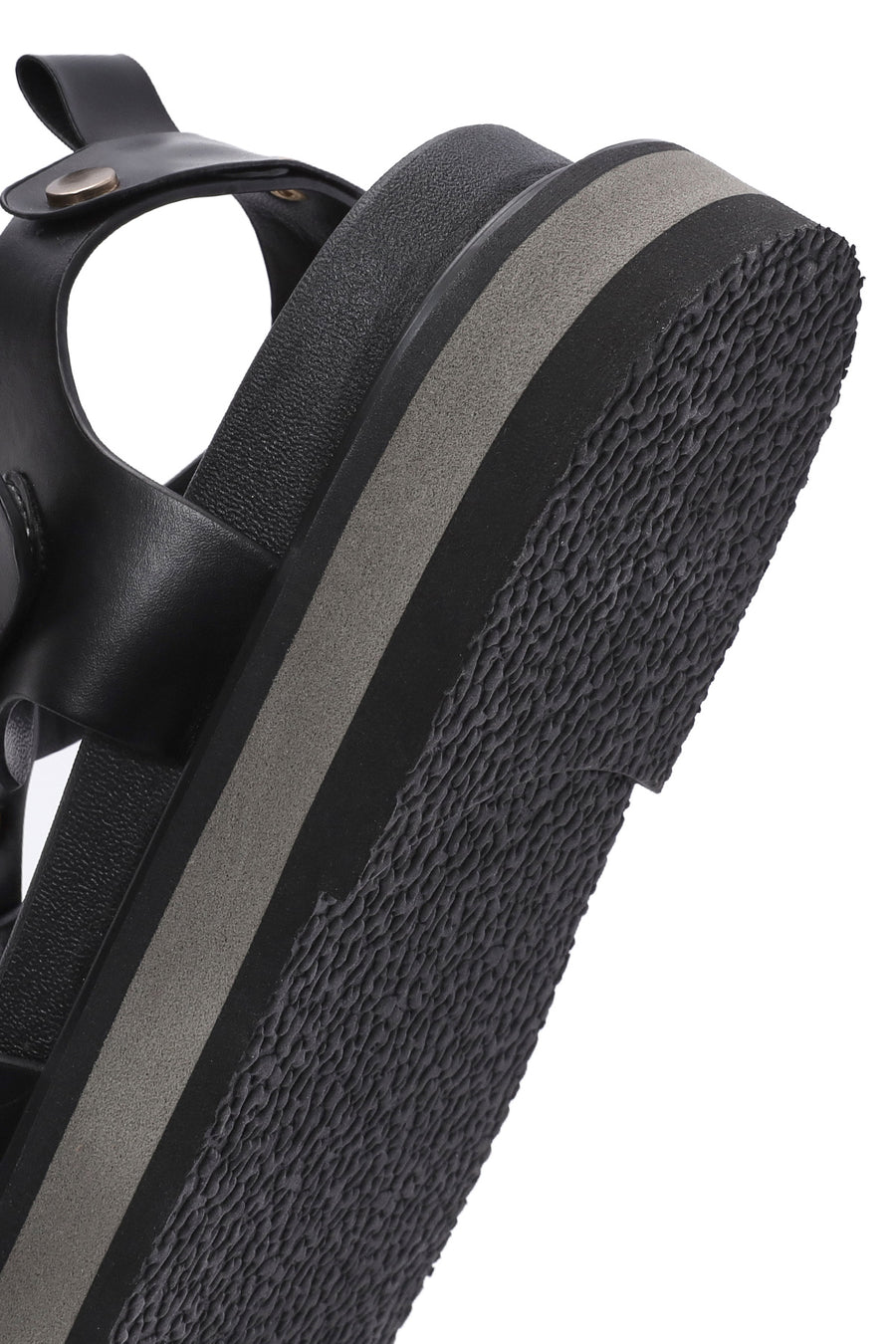 Women's Black Ankle Strap Thick Soled Sandals