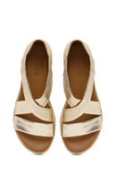 Women's Gold Thick Soled Leather Sandals | Derimod