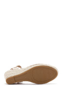 Women's Beige Ankle Strap Wedge Heeled Espadrille | Derimod