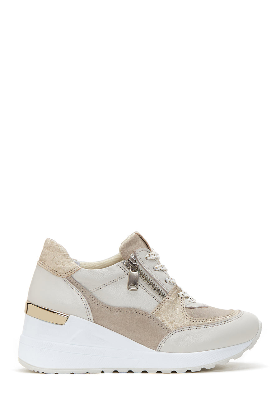 Women's Leather High Sole Sneaker 22SFD371514 | Derimod