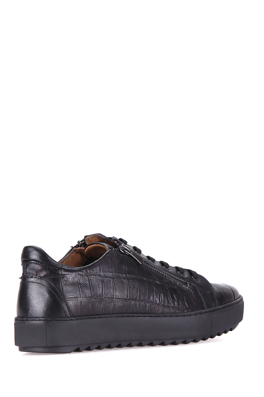 Men's Leather Sneaker with Zipper Detail