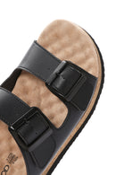 Women's Black Thick Sole Double Buckle Comfort Slippers | Derimod